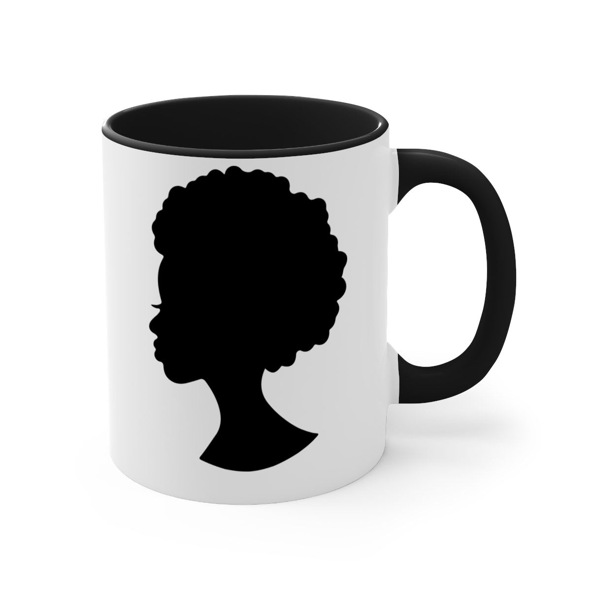 Black Women - Queen 84# Mug with colorful handle and glossy finish, available in multiple colors and sizes.