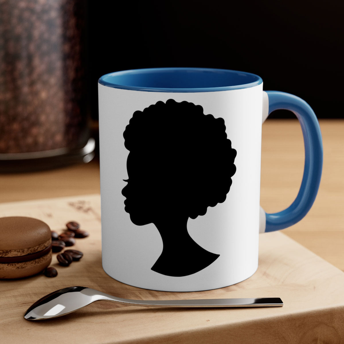 Black Women - Queen 84# Mug with colorful handle and glossy finish, available in multiple colors and sizes.