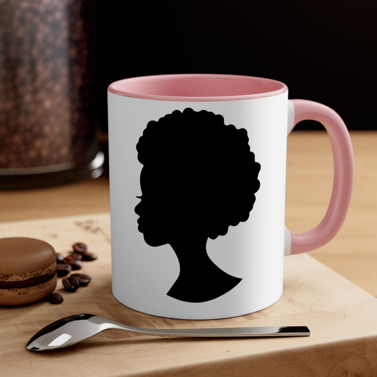 Black Women - Queen 84# Mug with colorful handle and glossy finish, available in multiple colors and sizes.