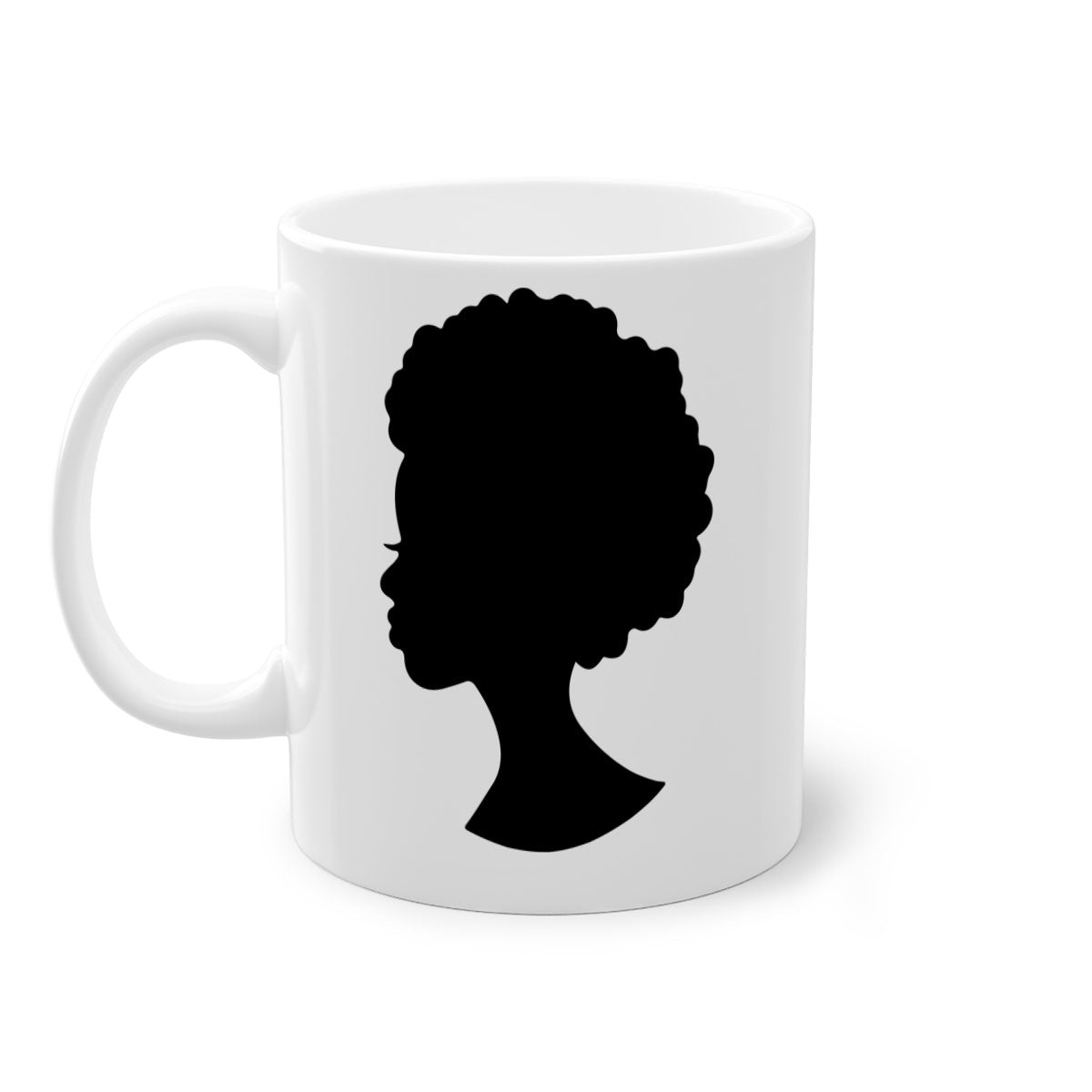 Black Women - Queen 84# Mug with colorful handle and glossy finish, available in multiple colors and sizes.