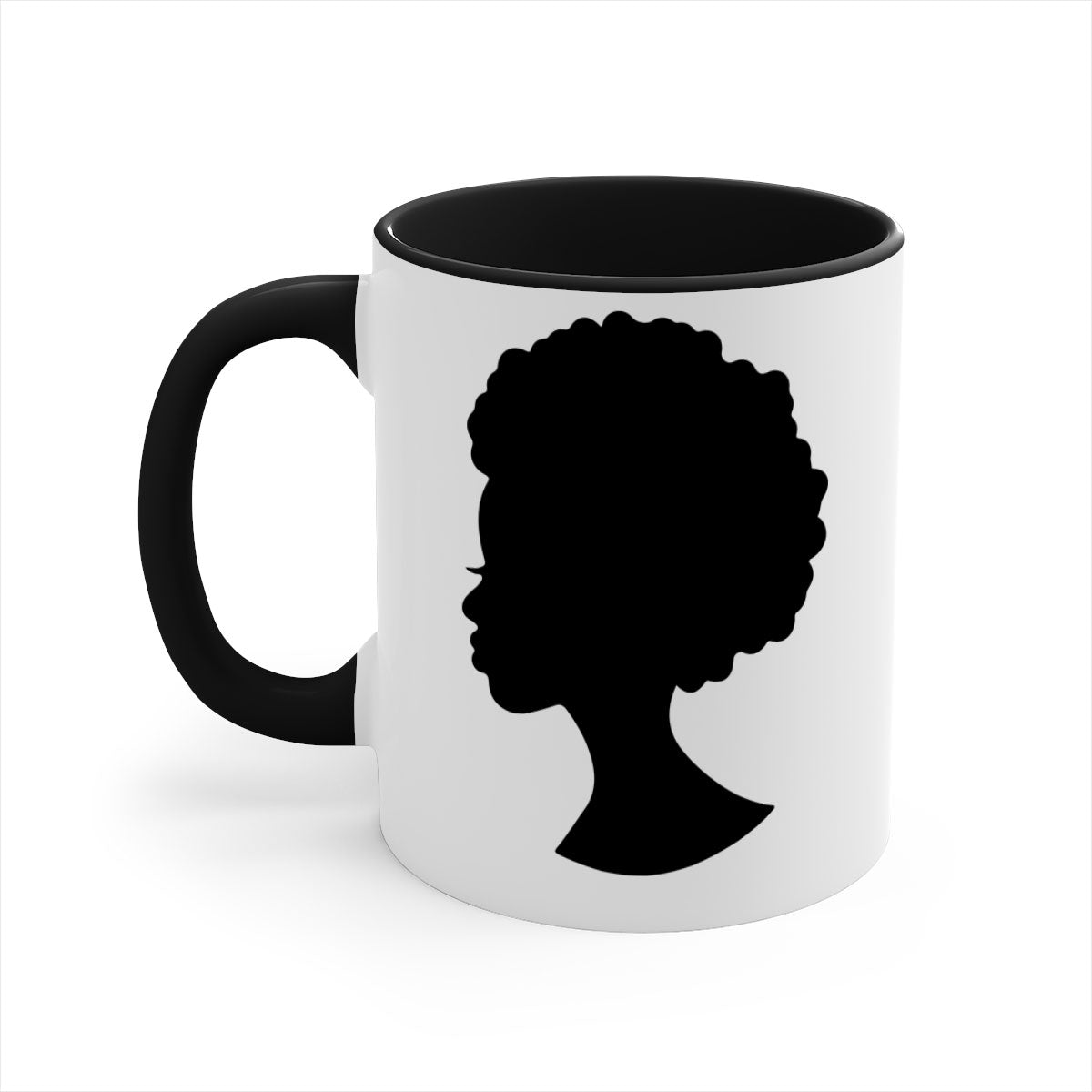 Black Women - Queen 84# Mug with colorful handle and glossy finish, available in multiple colors and sizes.