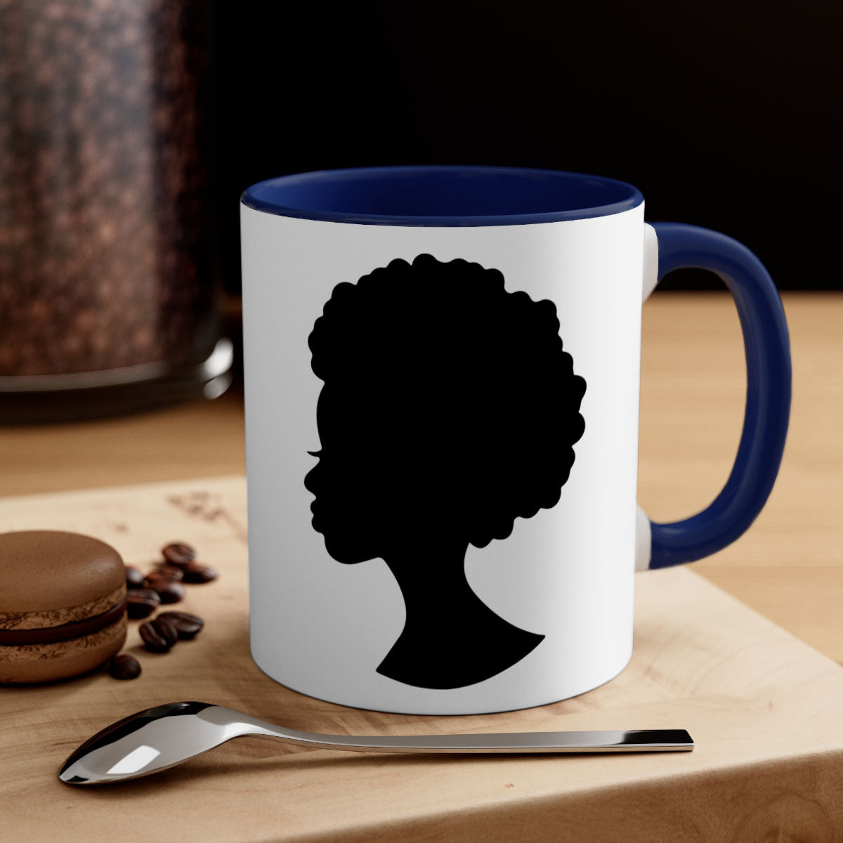 Black Women - Queen 84# Mug with colorful handle and glossy finish, available in multiple colors and sizes.