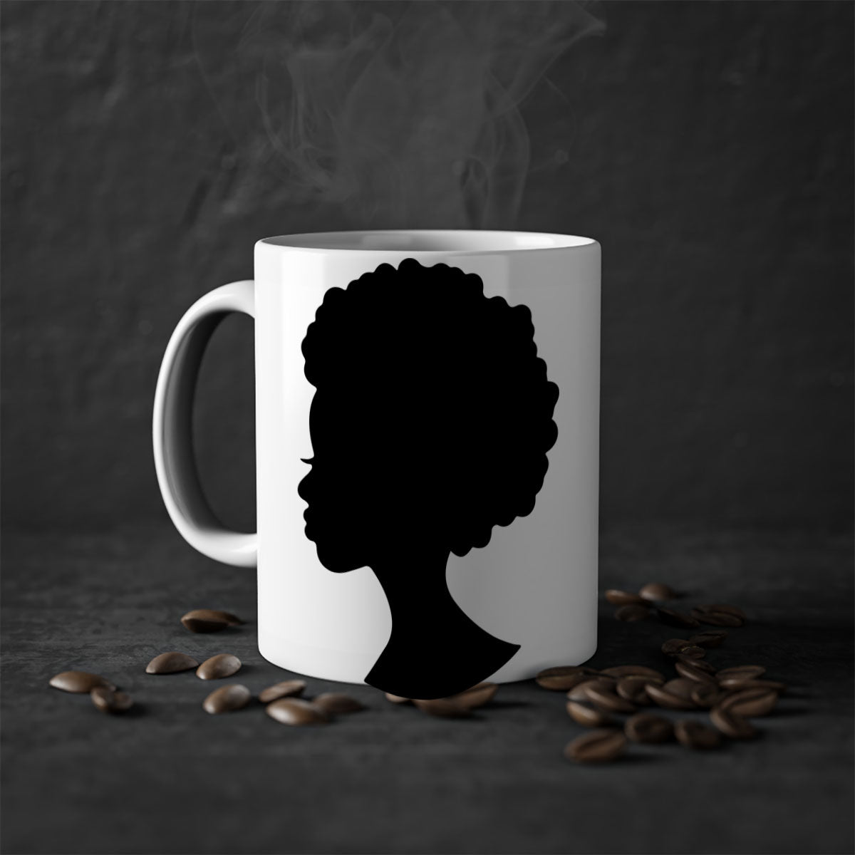 Black Women - Queen 84# Mug with colorful handle and glossy finish, available in multiple colors and sizes.