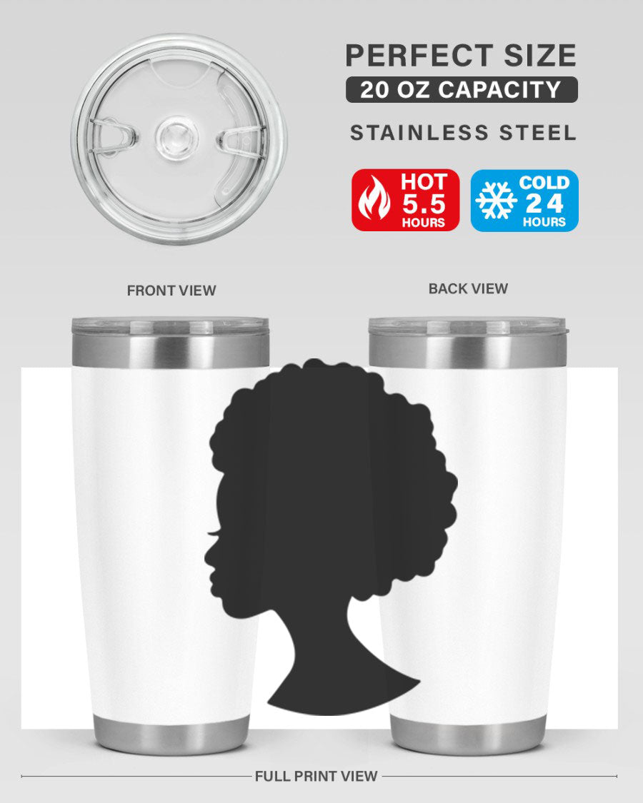 Black Women - Queen 84# Tumbler showcasing a stylish design with double wall vacuum stainless steel and a drink-thru lid.