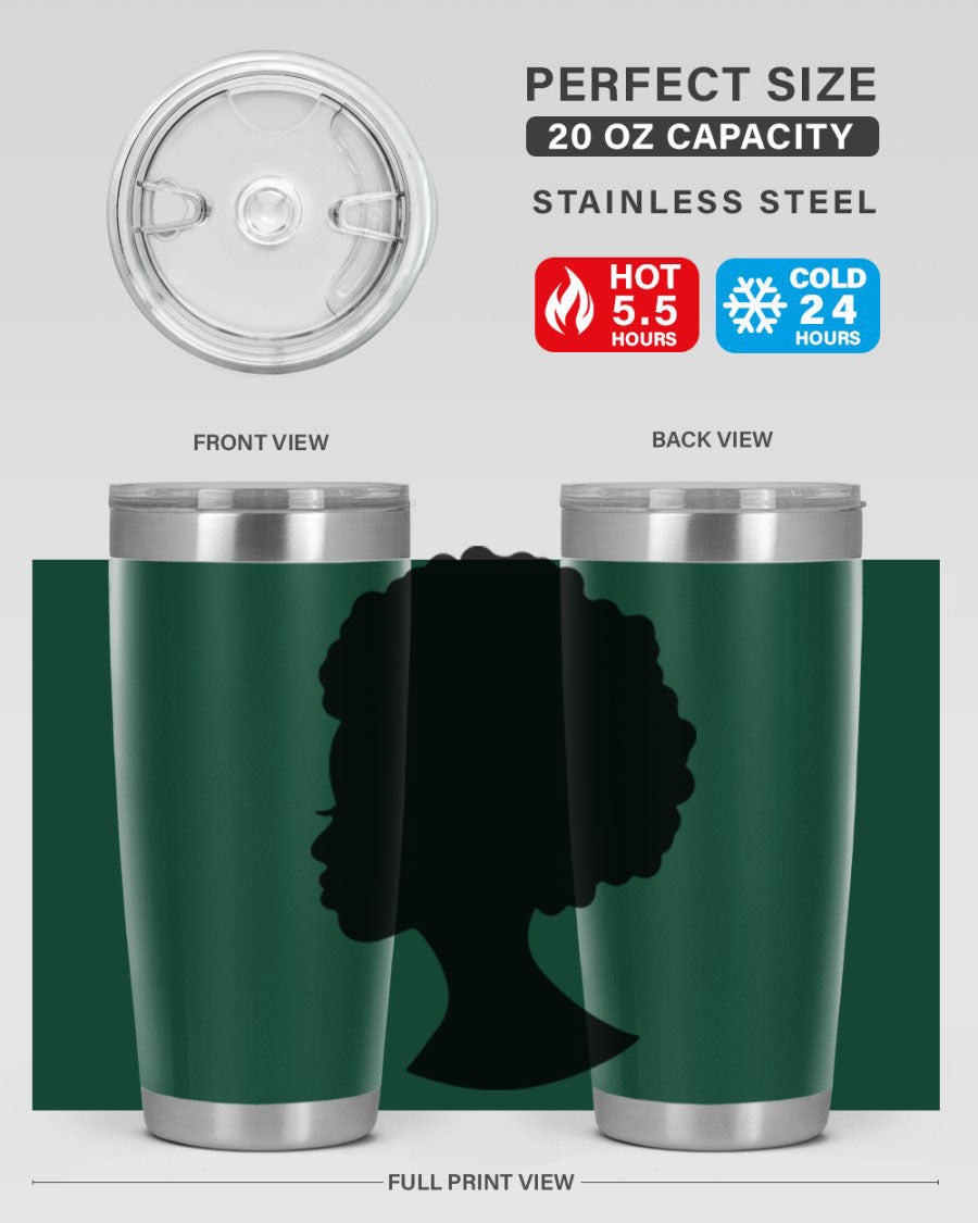 Black Women - Queen 84# Tumbler showcasing a stylish design with double wall vacuum stainless steel and a drink-thru lid.