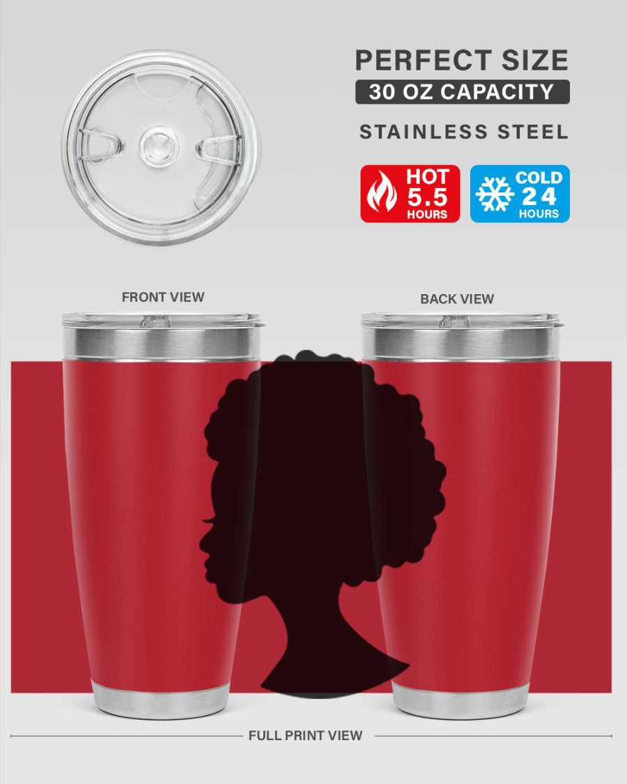 Black Women - Queen 84# Tumbler showcasing a stylish design with double wall vacuum stainless steel and a drink-thru lid.