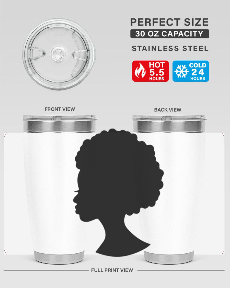 Black Women - Queen 84# Tumbler showcasing a stylish design with double wall vacuum stainless steel and a drink-thru lid.