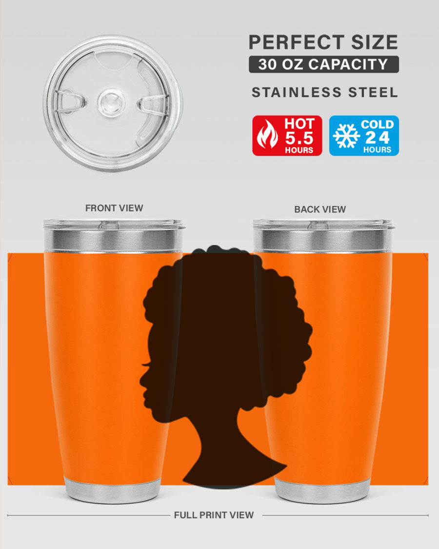 Black Women - Queen 84# Tumbler showcasing a stylish design with double wall vacuum stainless steel and a drink-thru lid.