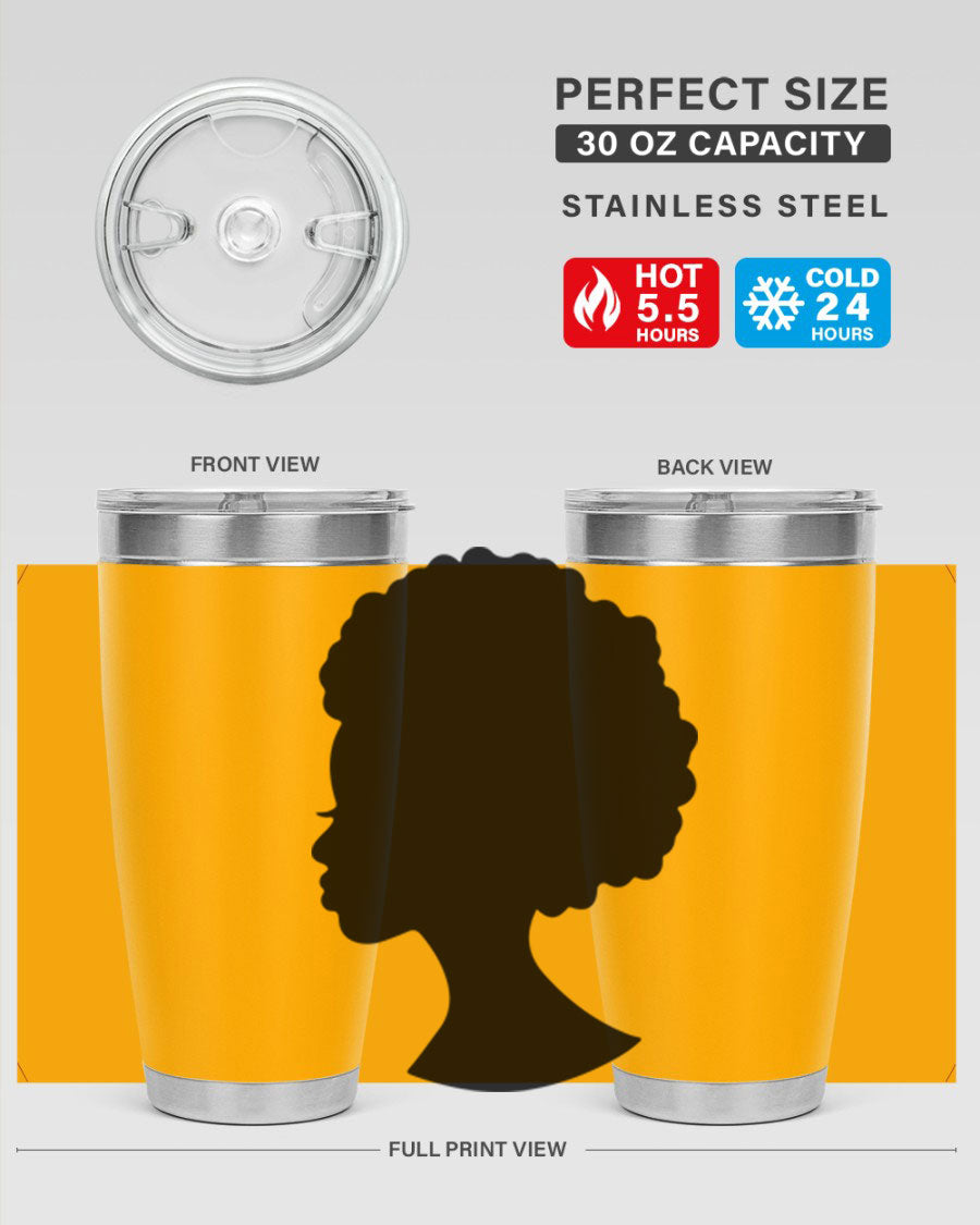 Black Women - Queen 84# Tumbler showcasing a stylish design with double wall vacuum stainless steel and a drink-thru lid.