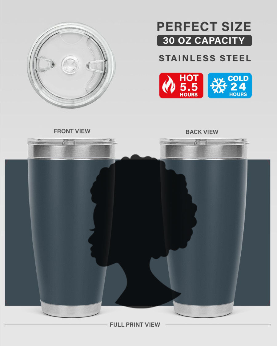 Black Women - Queen 84# Tumbler showcasing a stylish design with double wall vacuum stainless steel and a drink-thru lid.