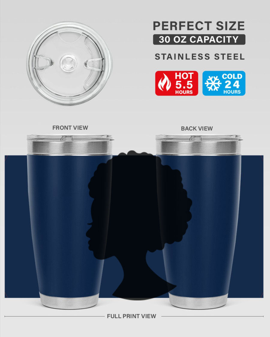 Black Women - Queen 84# Tumbler showcasing a stylish design with double wall vacuum stainless steel and a drink-thru lid.