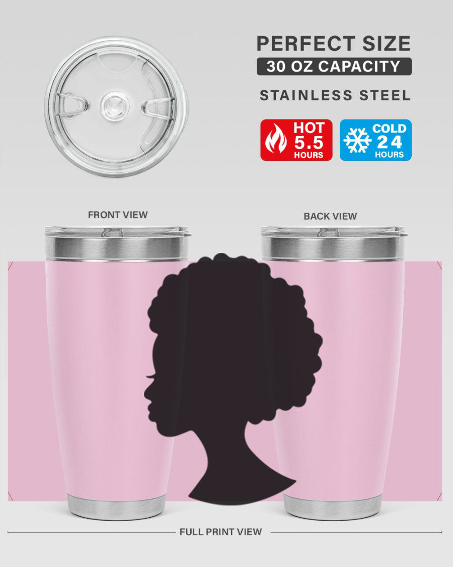 Black Women - Queen 84# Tumbler showcasing a stylish design with double wall vacuum stainless steel and a drink-thru lid.