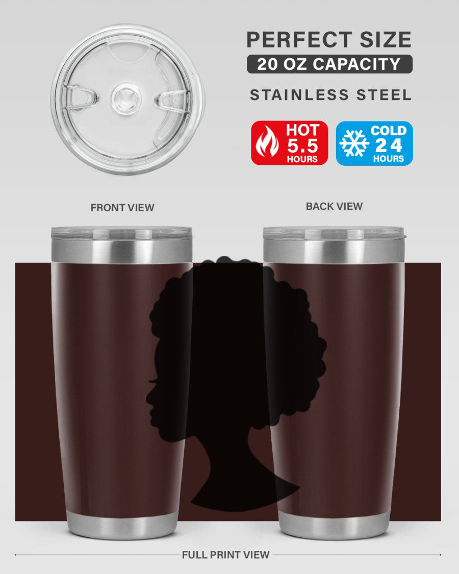 Black Women - Queen 84# Tumbler showcasing a stylish design with double wall vacuum stainless steel and a drink-thru lid.