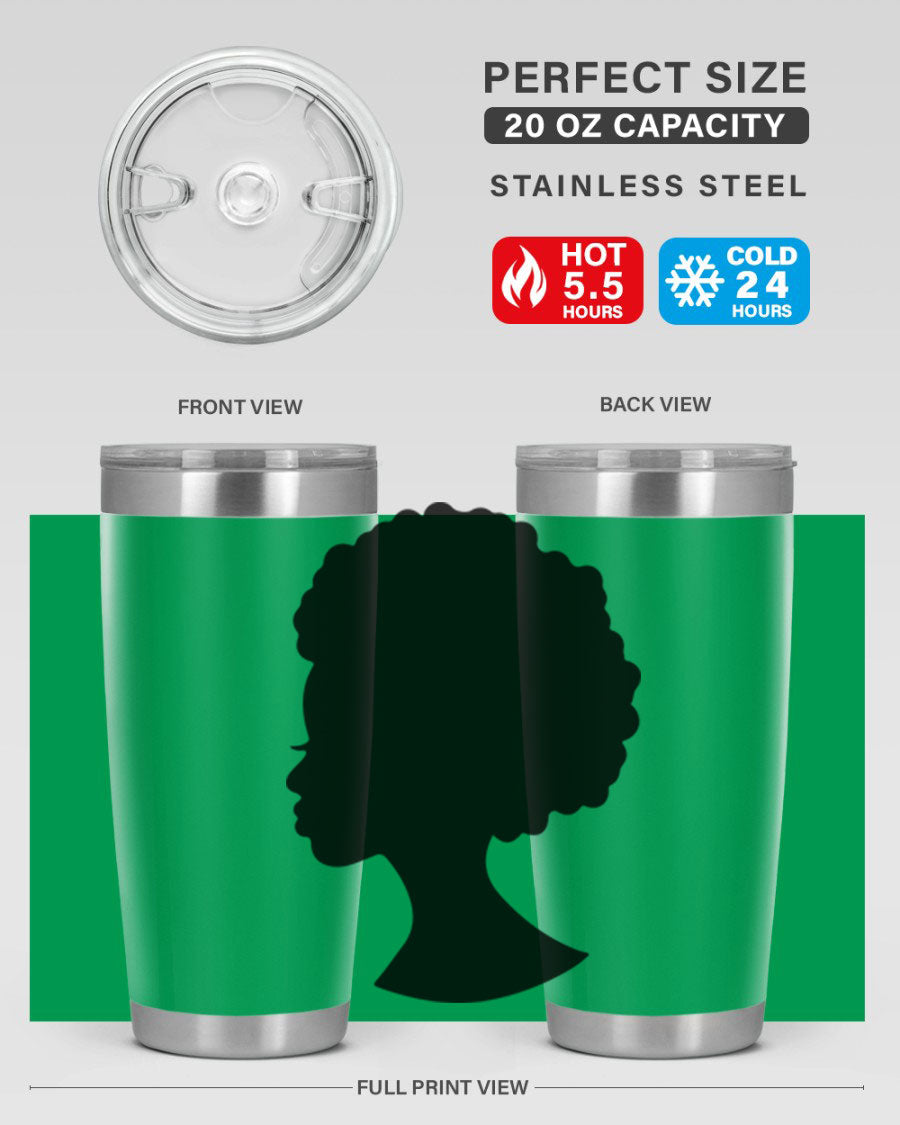 Black Women - Queen 84# Tumbler showcasing a stylish design with double wall vacuum stainless steel and a drink-thru lid.