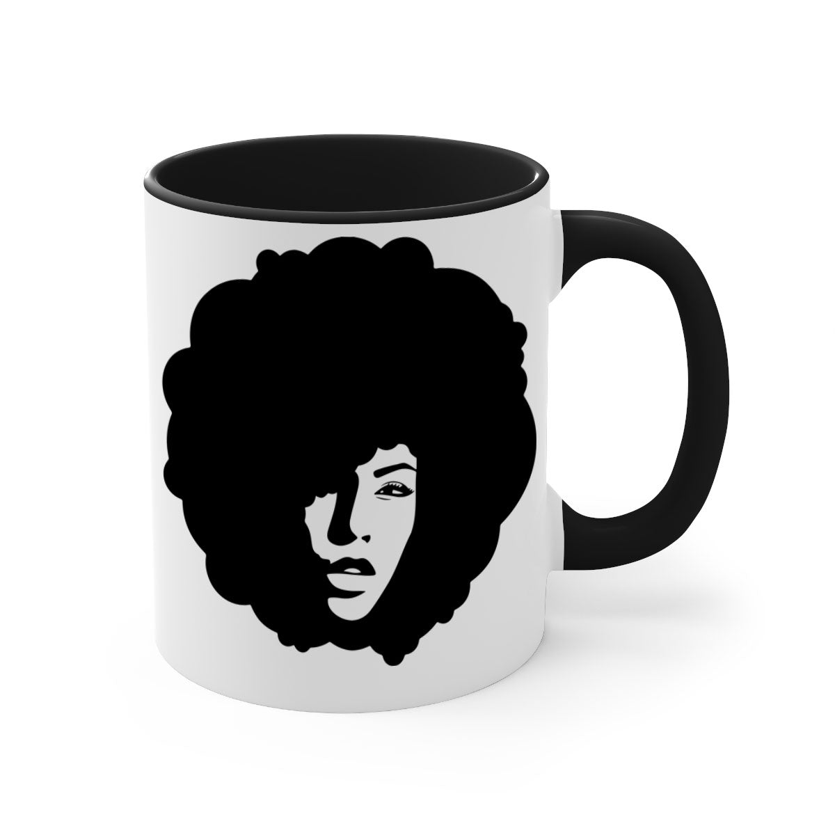 Black Women - Queen 86# Mug with colorful handle and interior, showcasing a glossy finish and elegant design.