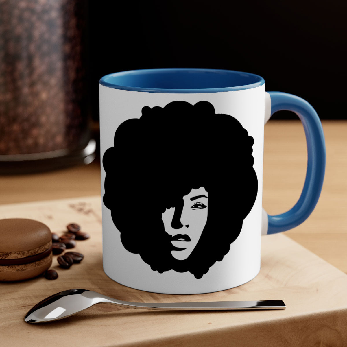 Black Women - Queen 86# Mug with colorful handle and interior, showcasing a glossy finish and elegant design.