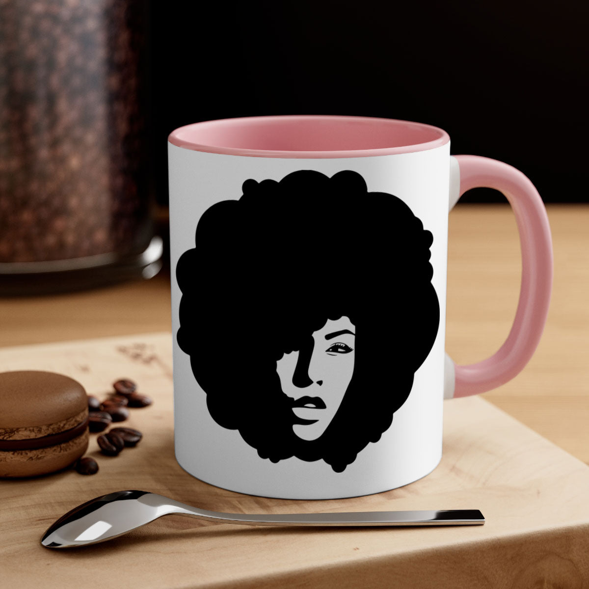 Black Women - Queen 86# Mug with colorful handle and interior, showcasing a glossy finish and elegant design.