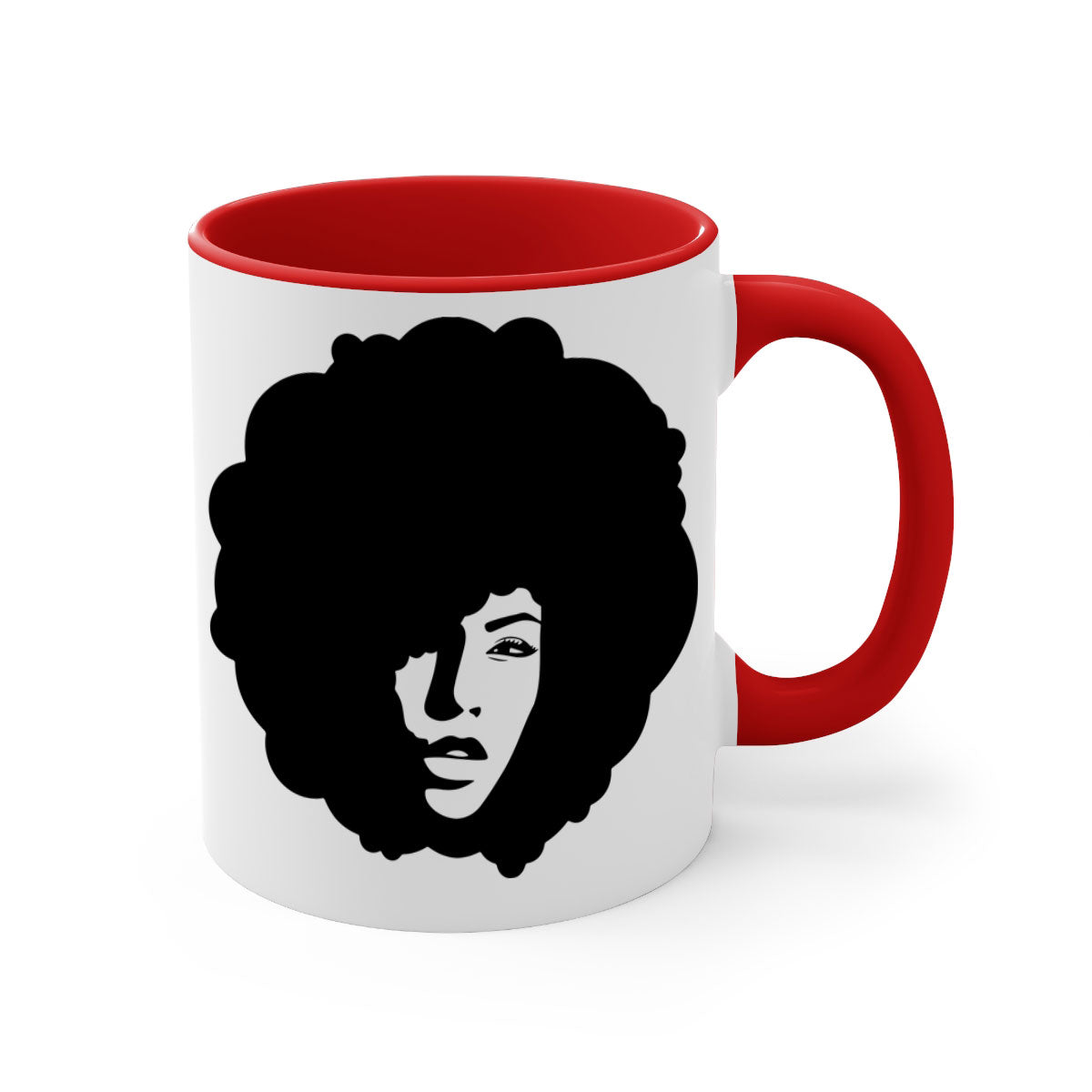 Black Women - Queen 86# Mug with colorful handle and interior, showcasing a glossy finish and elegant design.