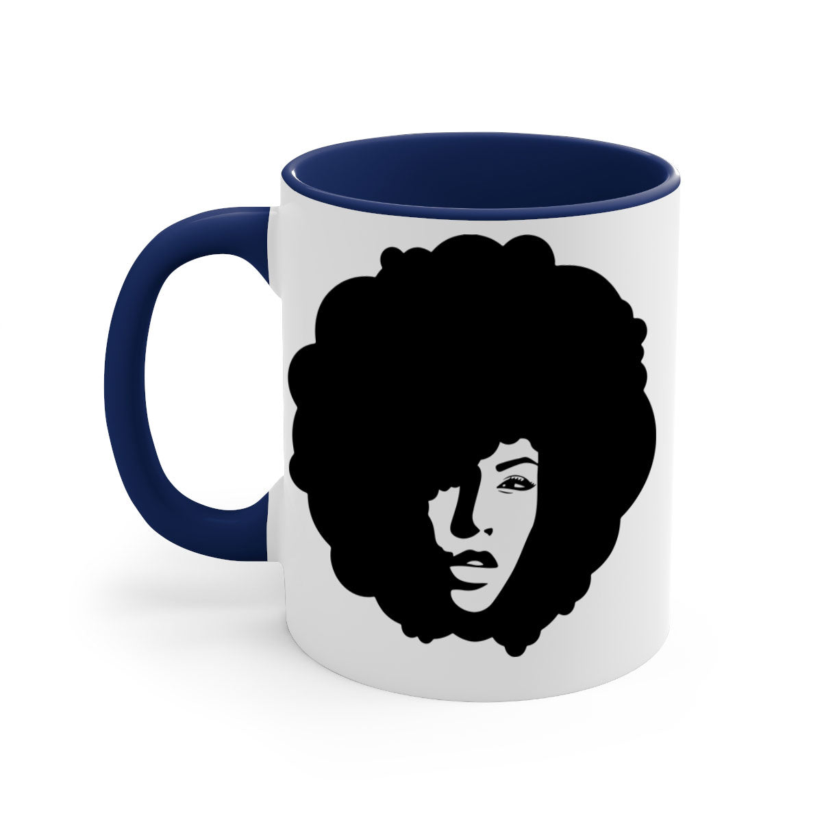 Black Women - Queen 86# Mug with colorful handle and interior, showcasing a glossy finish and elegant design.