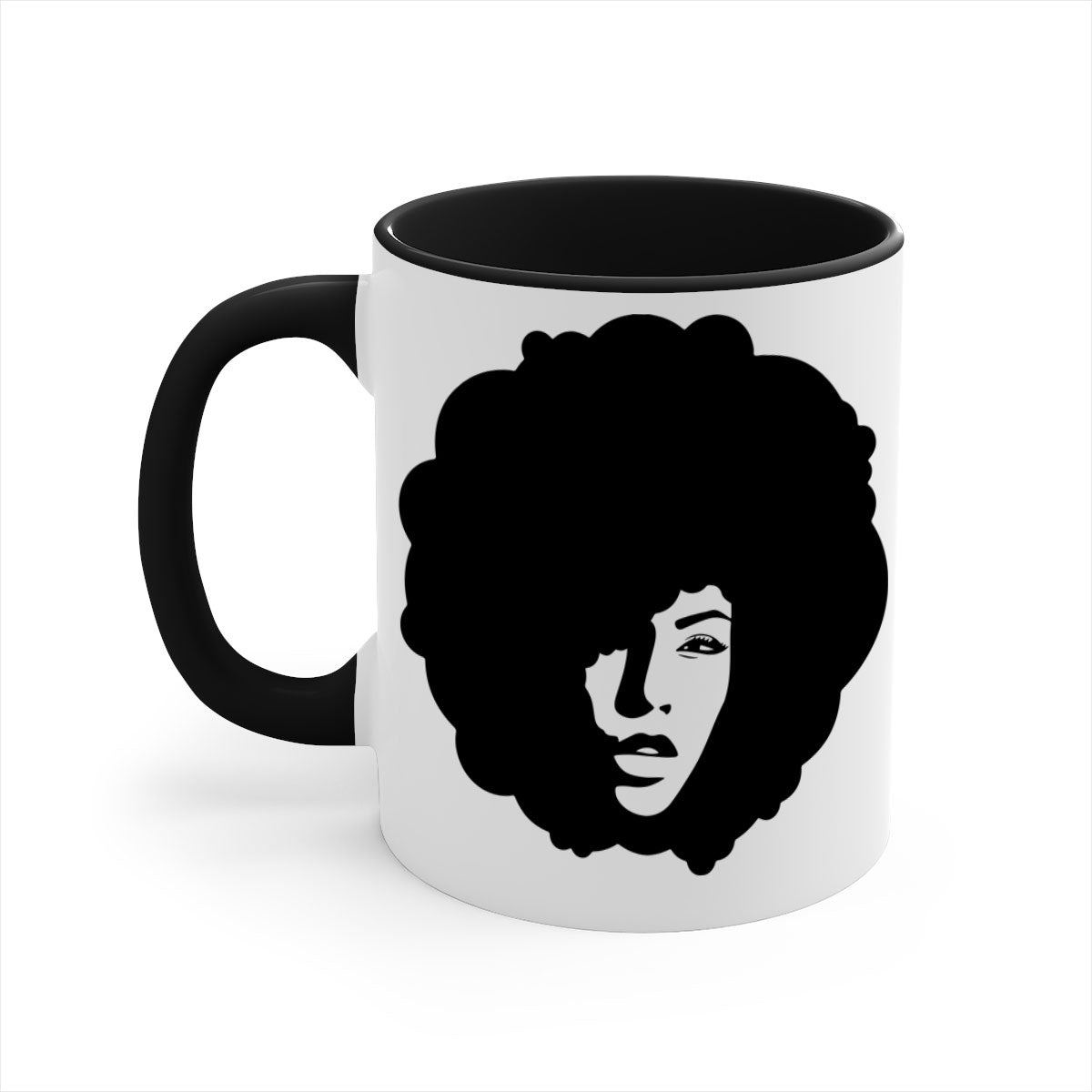 Black Women - Queen 86# Mug with colorful handle and interior, showcasing a glossy finish and elegant design.