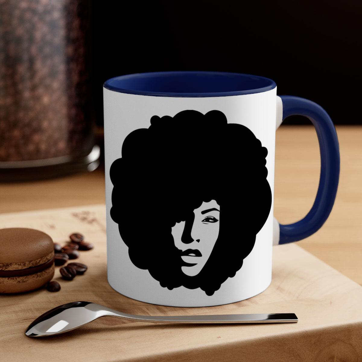 Black Women - Queen 86# Mug with colorful handle and interior, showcasing a glossy finish and elegant design.