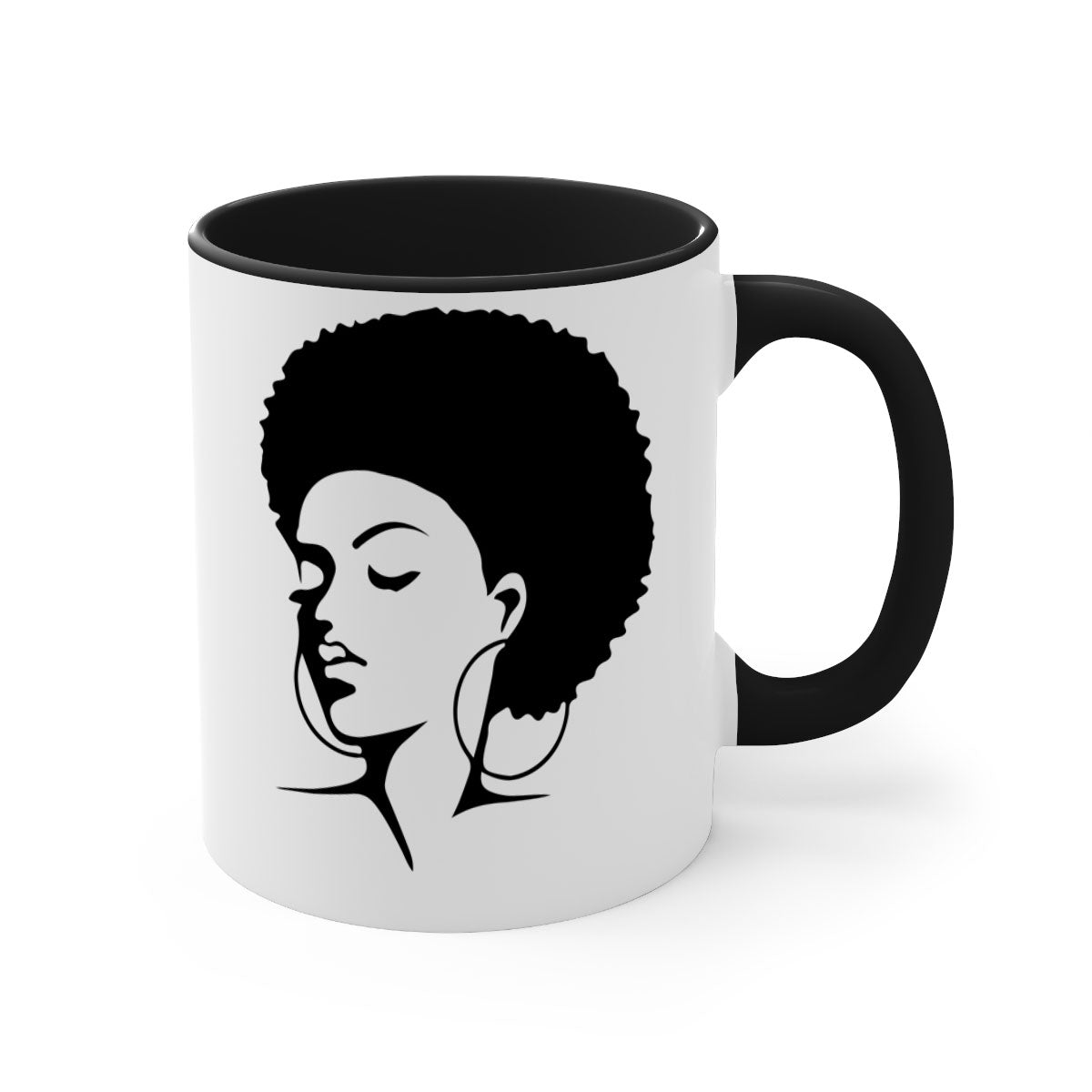 Black Women - Queen 87# Mug with a glossy finish and colored handle, available in multiple colors.