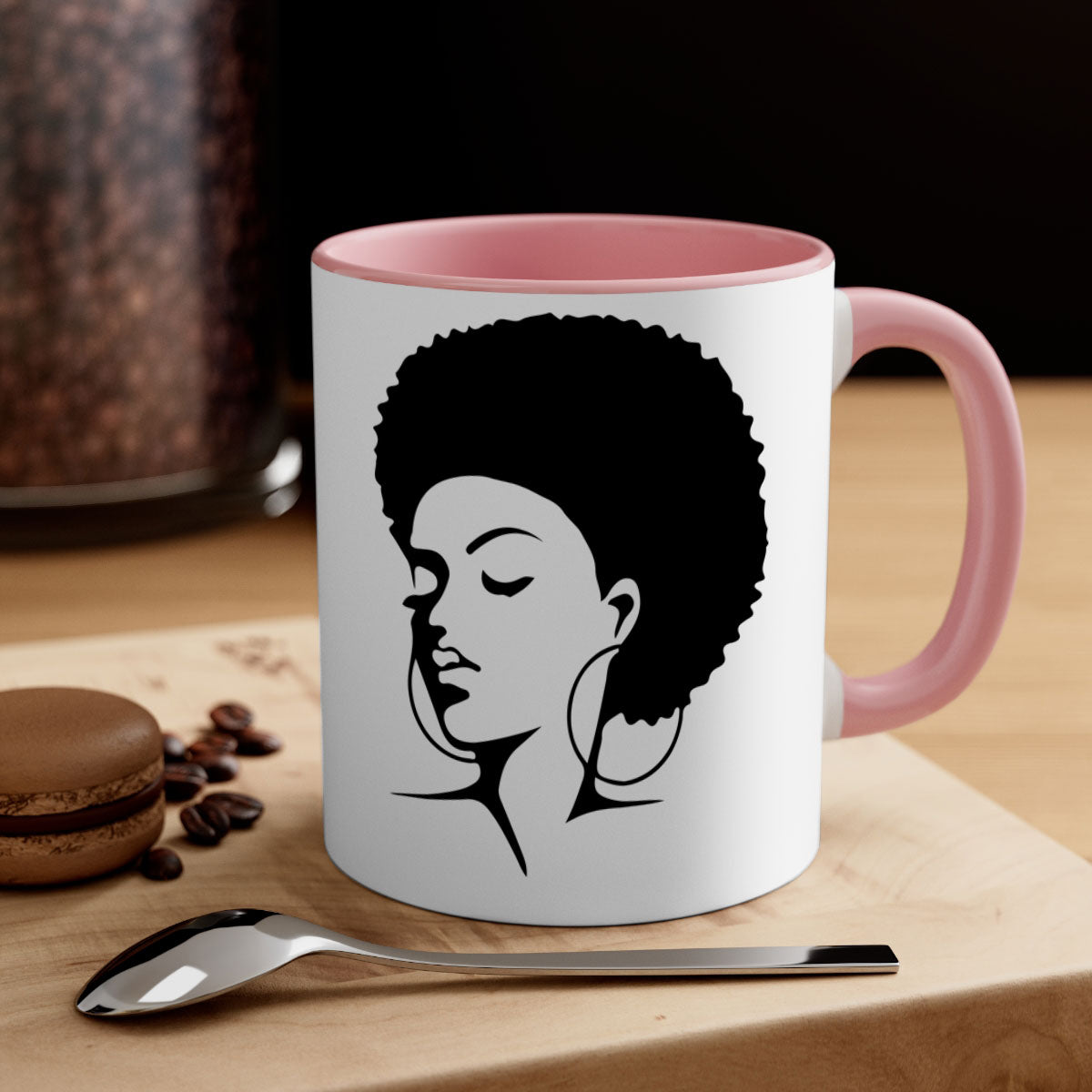 Black Women - Queen 87# Mug with a glossy finish and colored handle, available in multiple colors.