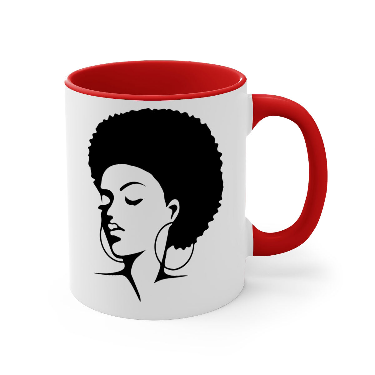 Black Women - Queen 87# Mug with a glossy finish and colored handle, available in multiple colors.