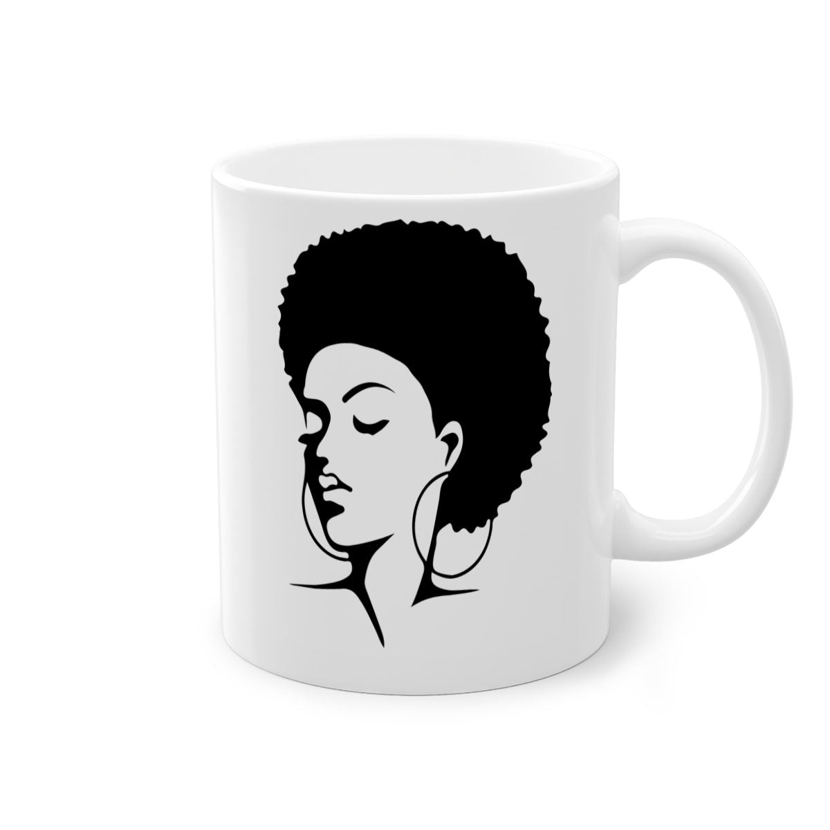 Black Women - Queen 87# Mug with a glossy finish and colored handle, available in multiple colors.