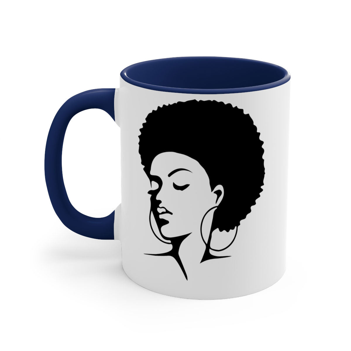 Black Women - Queen 87# Mug with a glossy finish and colored handle, available in multiple colors.