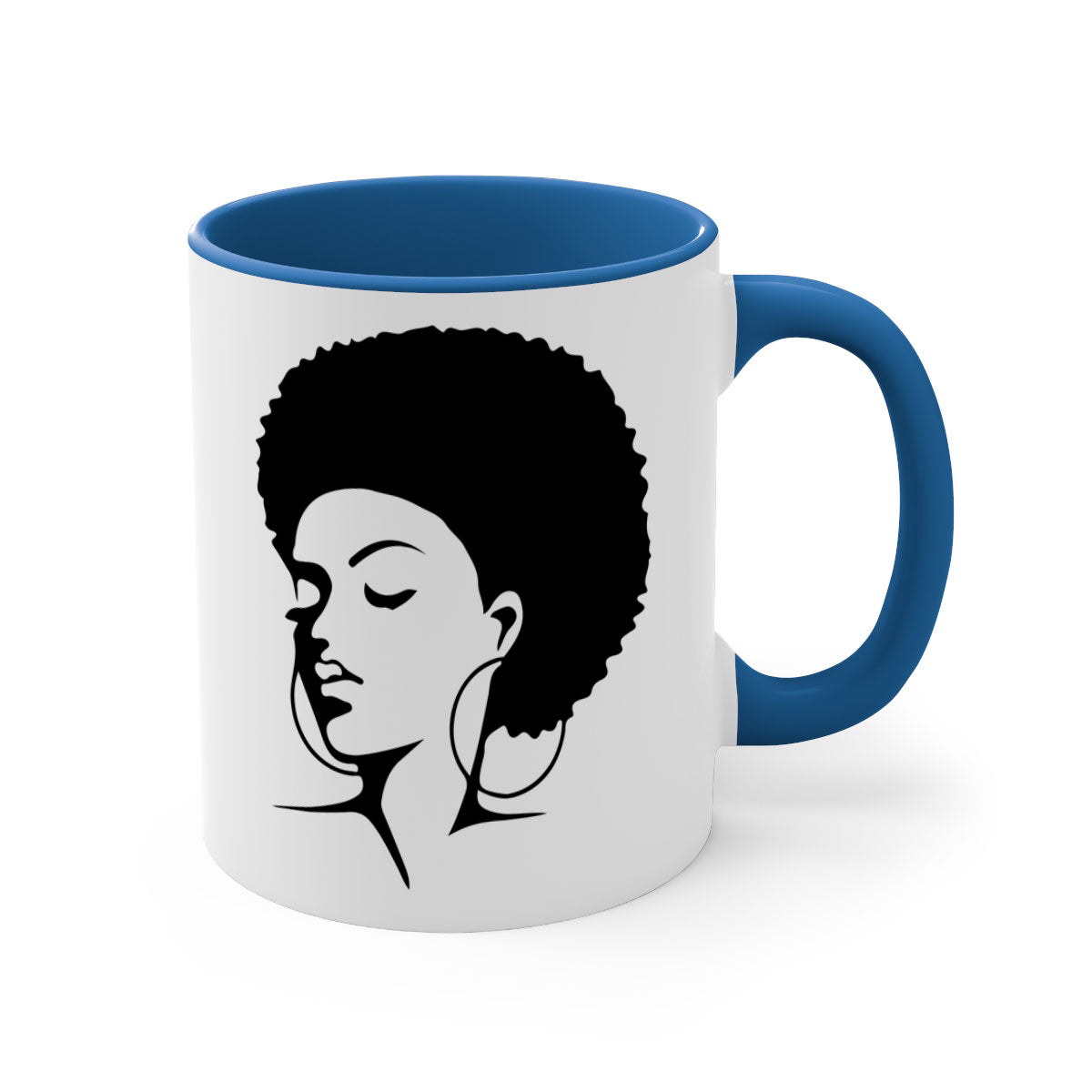 Black Women - Queen 87# Mug with a glossy finish and colored handle, available in multiple colors.