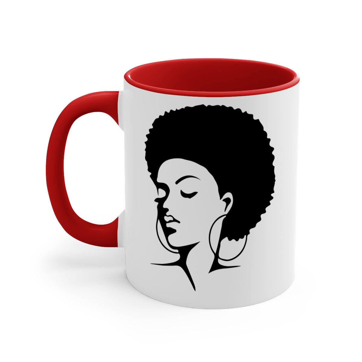 Black Women - Queen 87# Mug with a glossy finish and colored handle, available in multiple colors.