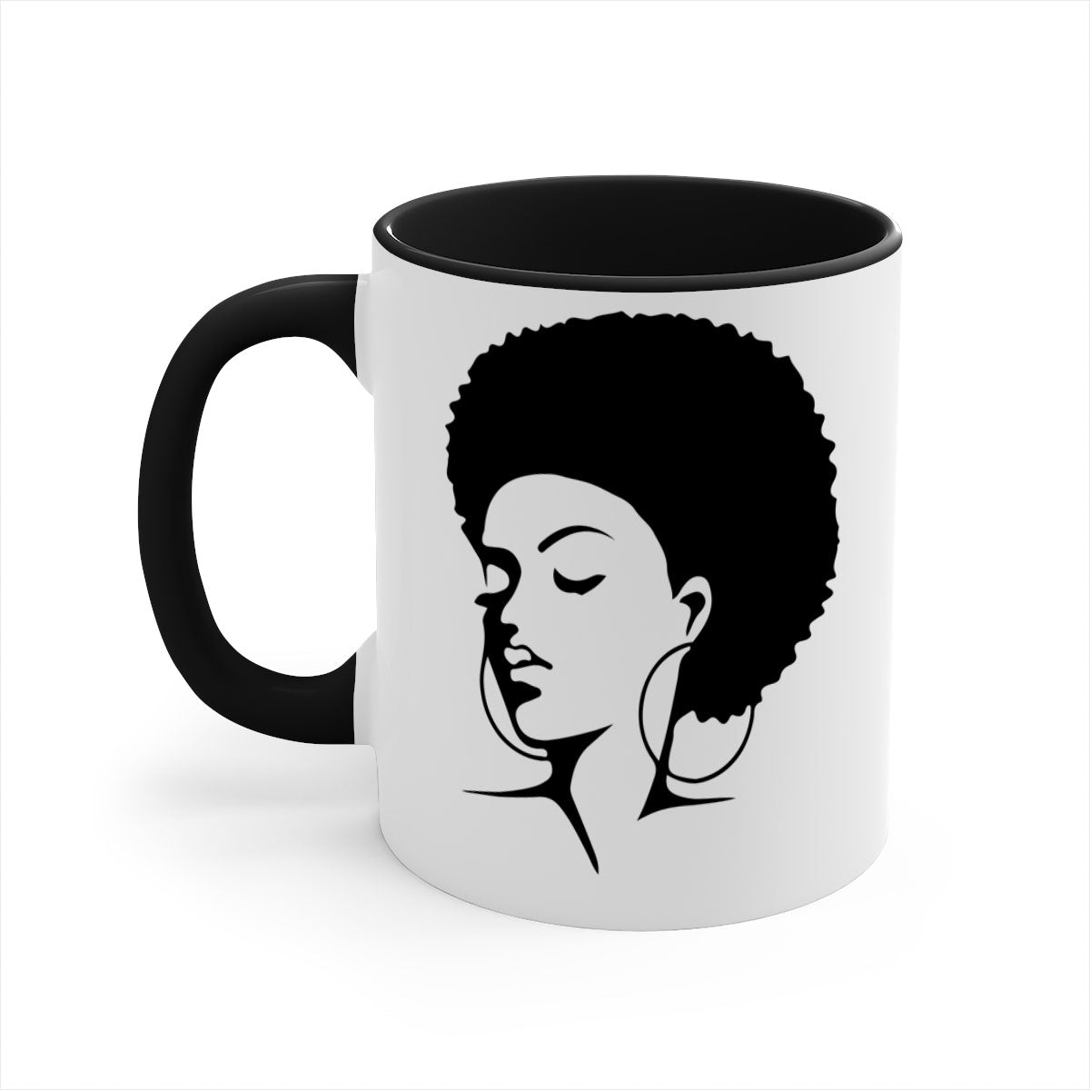 Black Women - Queen 87# Mug with a glossy finish and colored handle, available in multiple colors.