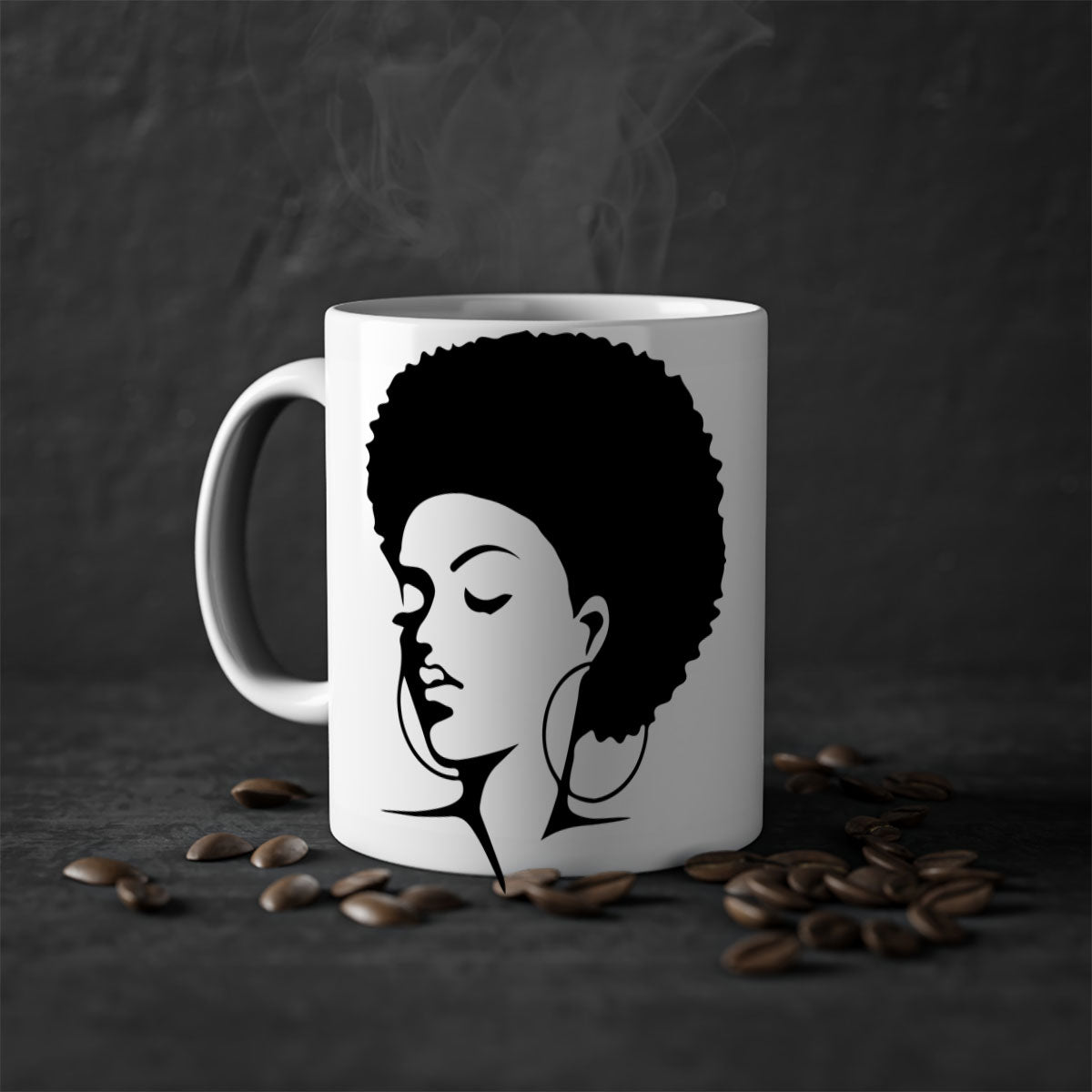 Black Women - Queen 87# Mug with a glossy finish and colored handle, available in multiple colors.