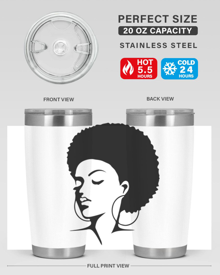 Black Women - Queen 87# Tumbler showcasing a stylish design with double wall vacuum stainless steel and vibrant print.