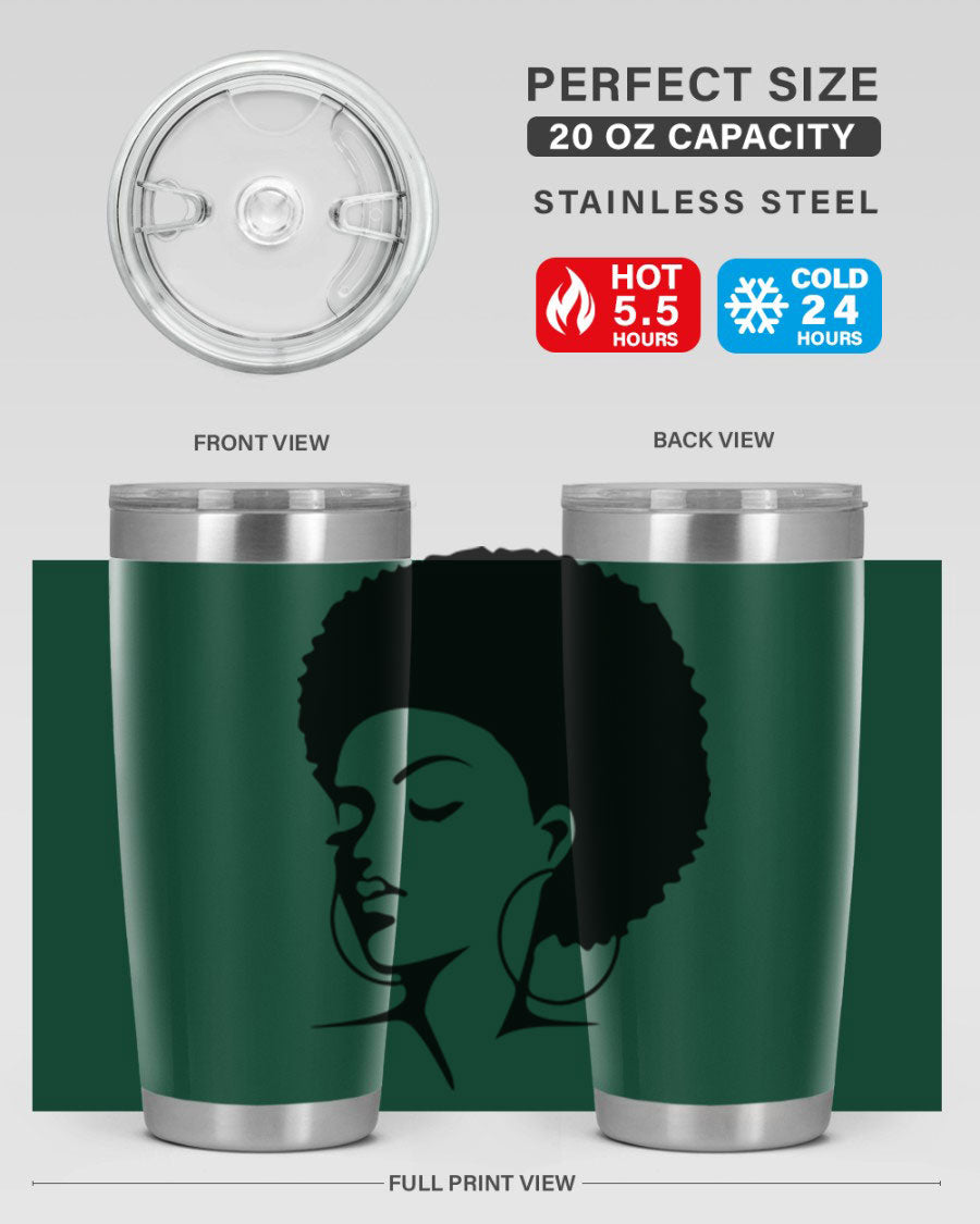 Black Women - Queen 87# Tumbler showcasing a stylish design with double wall vacuum stainless steel and vibrant print.