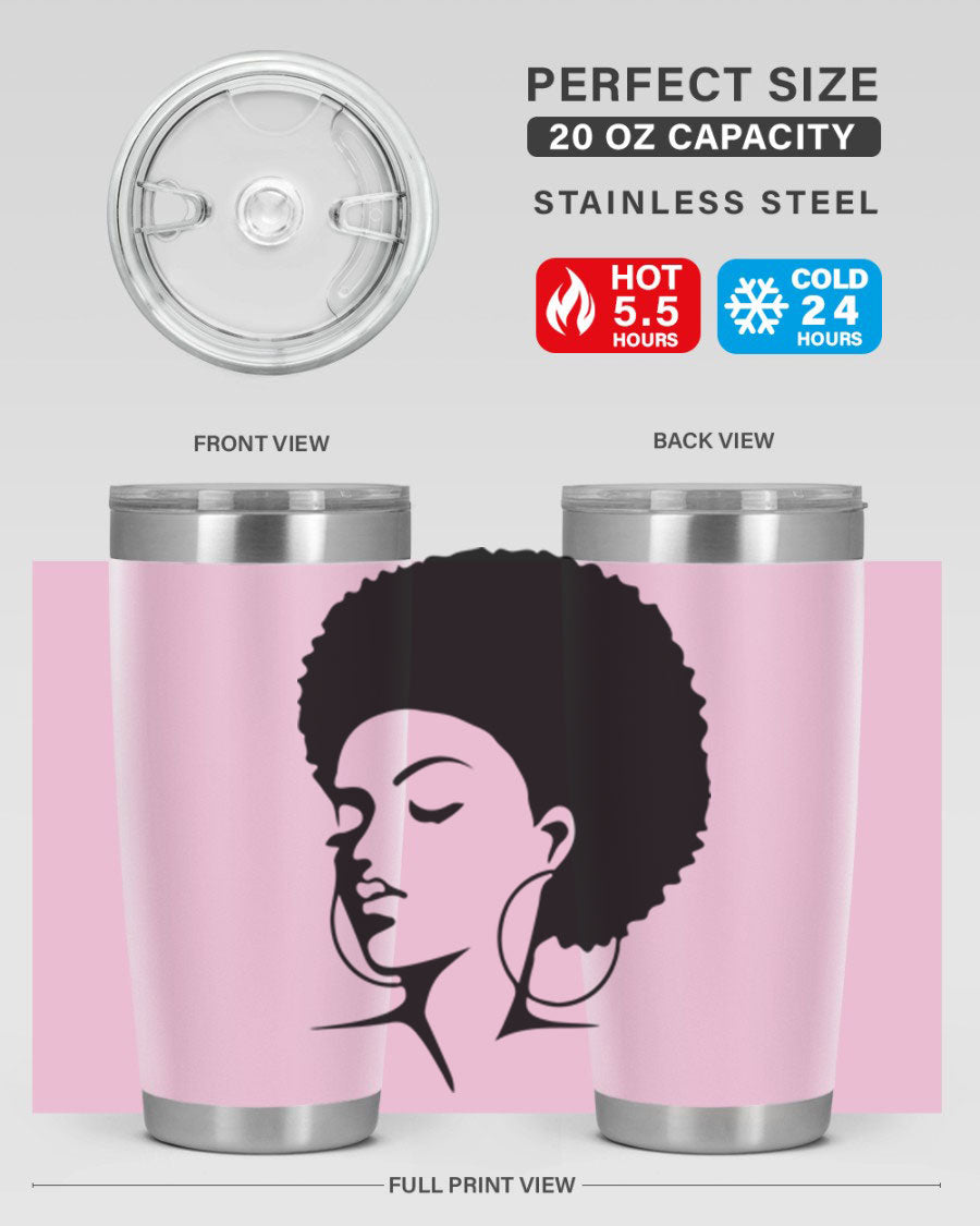 Black Women - Queen 87# Tumbler showcasing a stylish design with double wall vacuum stainless steel and vibrant print.