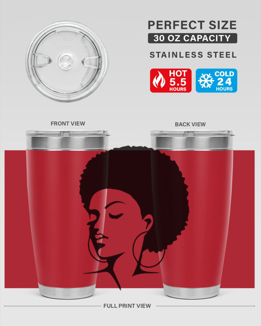 Black Women - Queen 87# Tumbler showcasing a stylish design with double wall vacuum stainless steel and vibrant print.