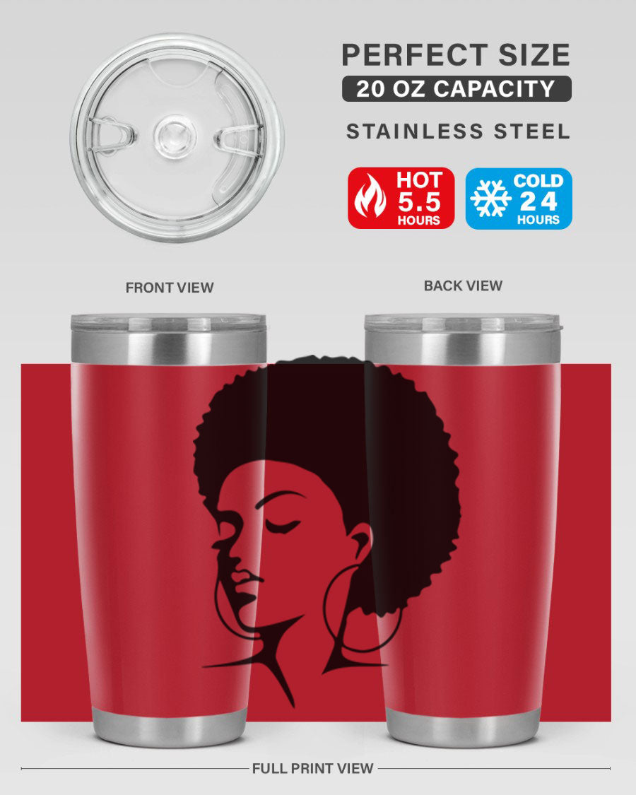 Black Women - Queen 87# Tumbler showcasing a stylish design with double wall vacuum stainless steel and vibrant print.