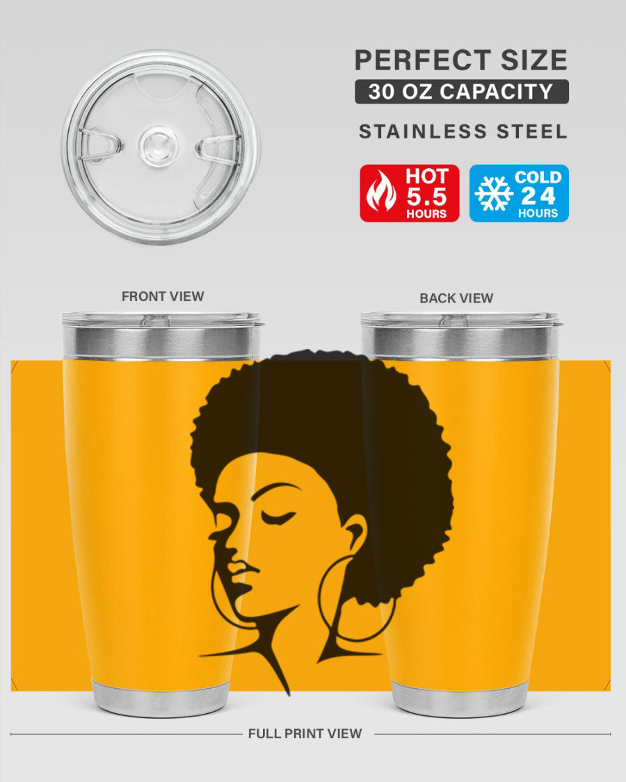 Black Women - Queen 87# Tumbler showcasing a stylish design with double wall vacuum stainless steel and vibrant print.