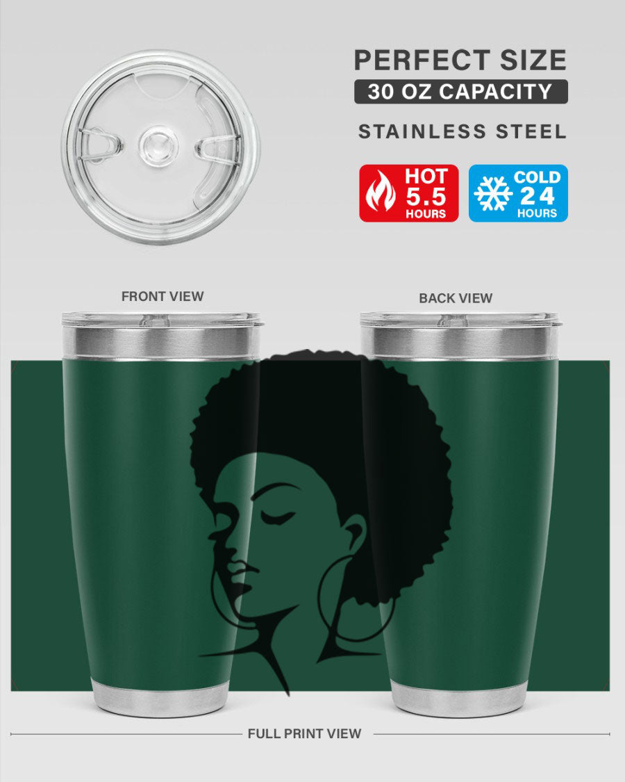 Black Women - Queen 87# Tumbler showcasing a stylish design with double wall vacuum stainless steel and vibrant print.