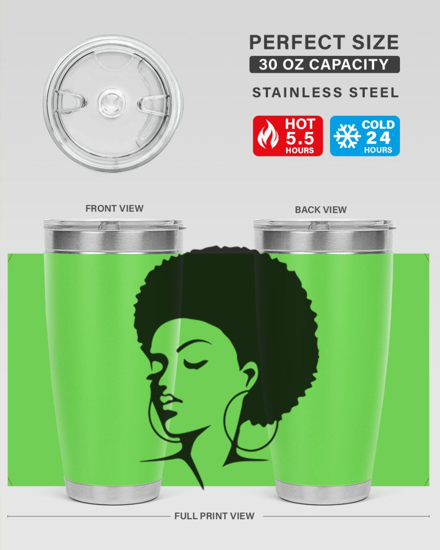 Black Women - Queen 87# Tumbler showcasing a stylish design with double wall vacuum stainless steel and vibrant print.