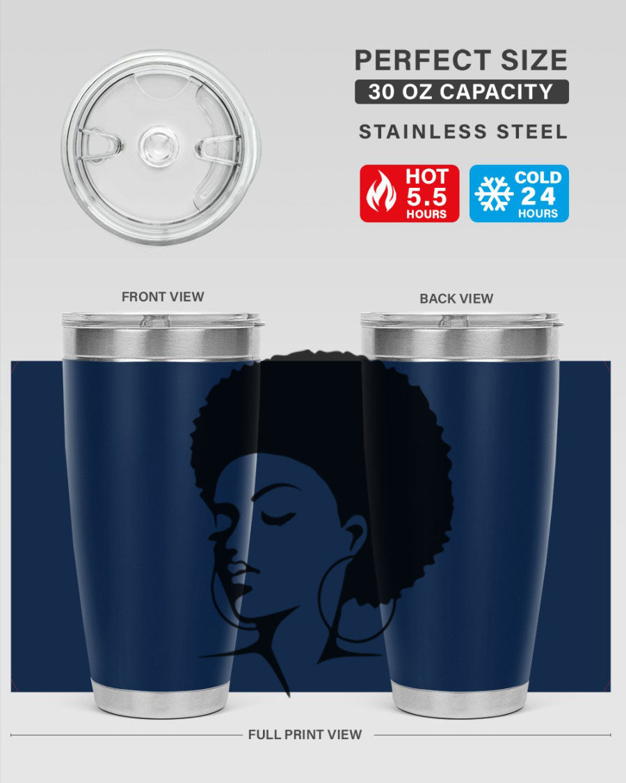 Black Women - Queen 87# Tumbler showcasing a stylish design with double wall vacuum stainless steel and vibrant print.