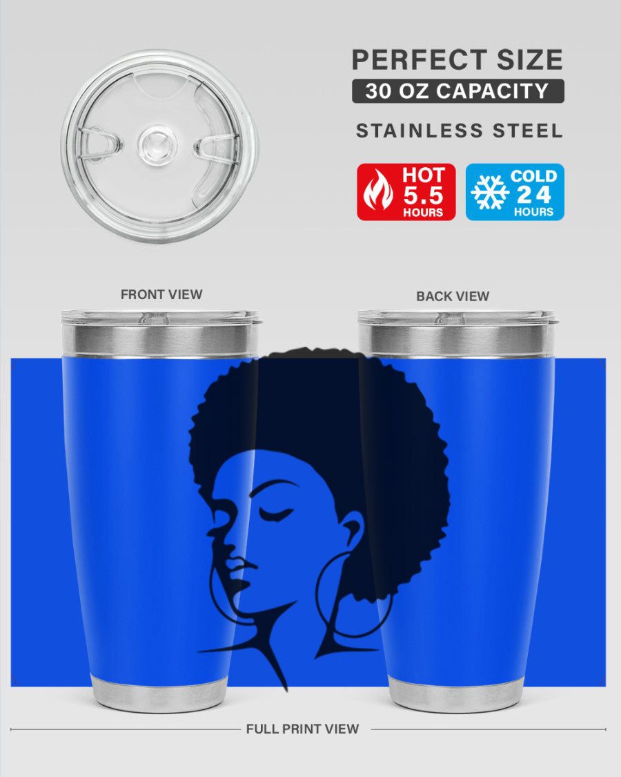 Black Women - Queen 87# Tumbler showcasing a stylish design with double wall vacuum stainless steel and vibrant print.