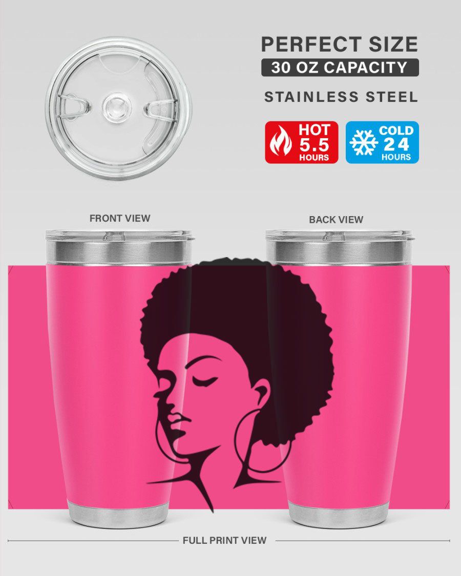 Black Women - Queen 87# Tumbler showcasing a stylish design with double wall vacuum stainless steel and vibrant print.