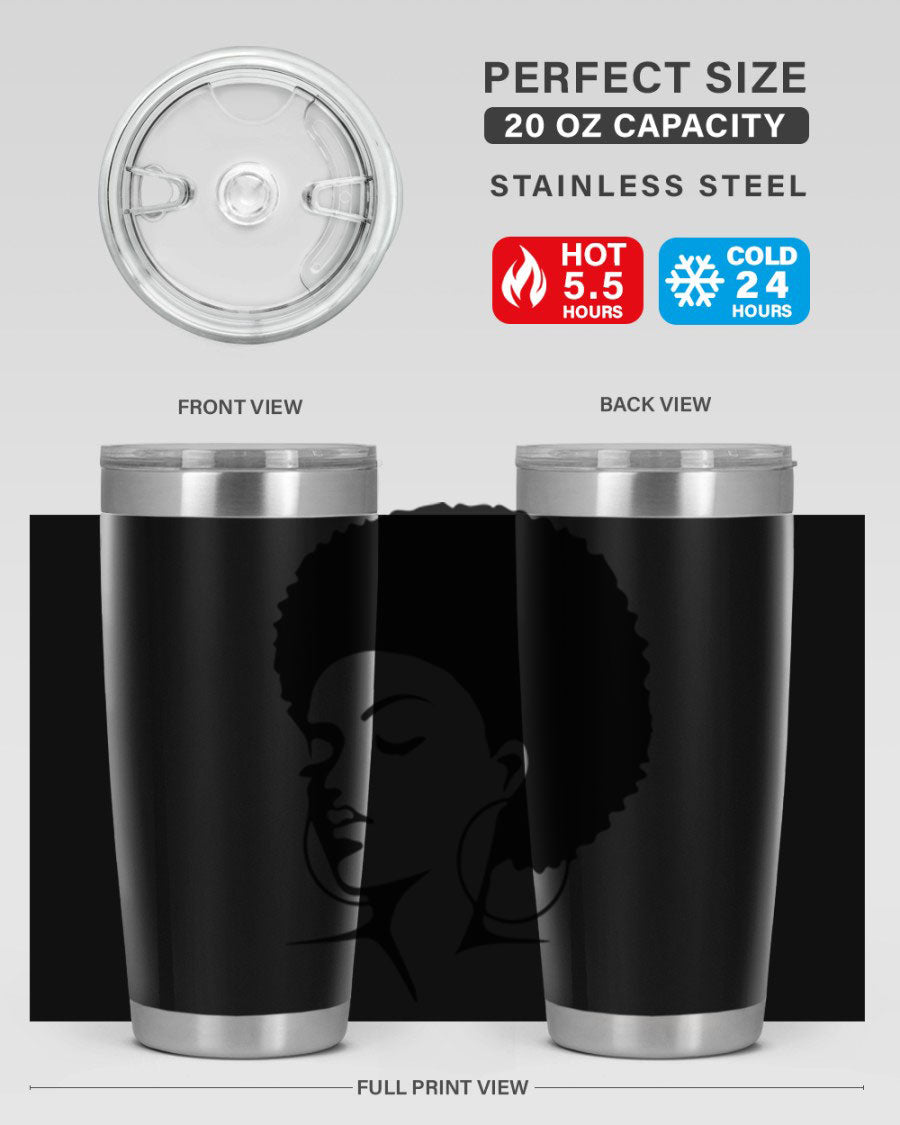 Black Women - Queen 87# Tumbler showcasing a stylish design with double wall vacuum stainless steel and vibrant print.