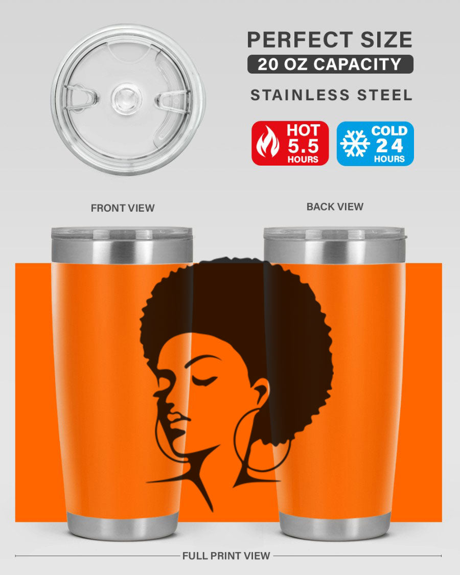 Black Women - Queen 87# Tumbler showcasing a stylish design with double wall vacuum stainless steel and vibrant print.