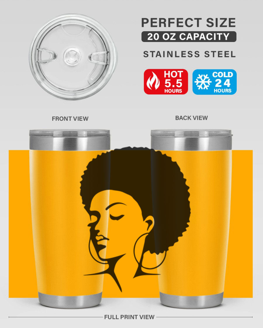 Black Women - Queen 87# Tumbler showcasing a stylish design with double wall vacuum stainless steel and vibrant print.