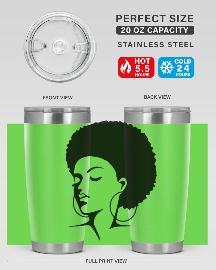 Black Women - Queen 87# Tumbler showcasing a stylish design with double wall vacuum stainless steel and vibrant print.