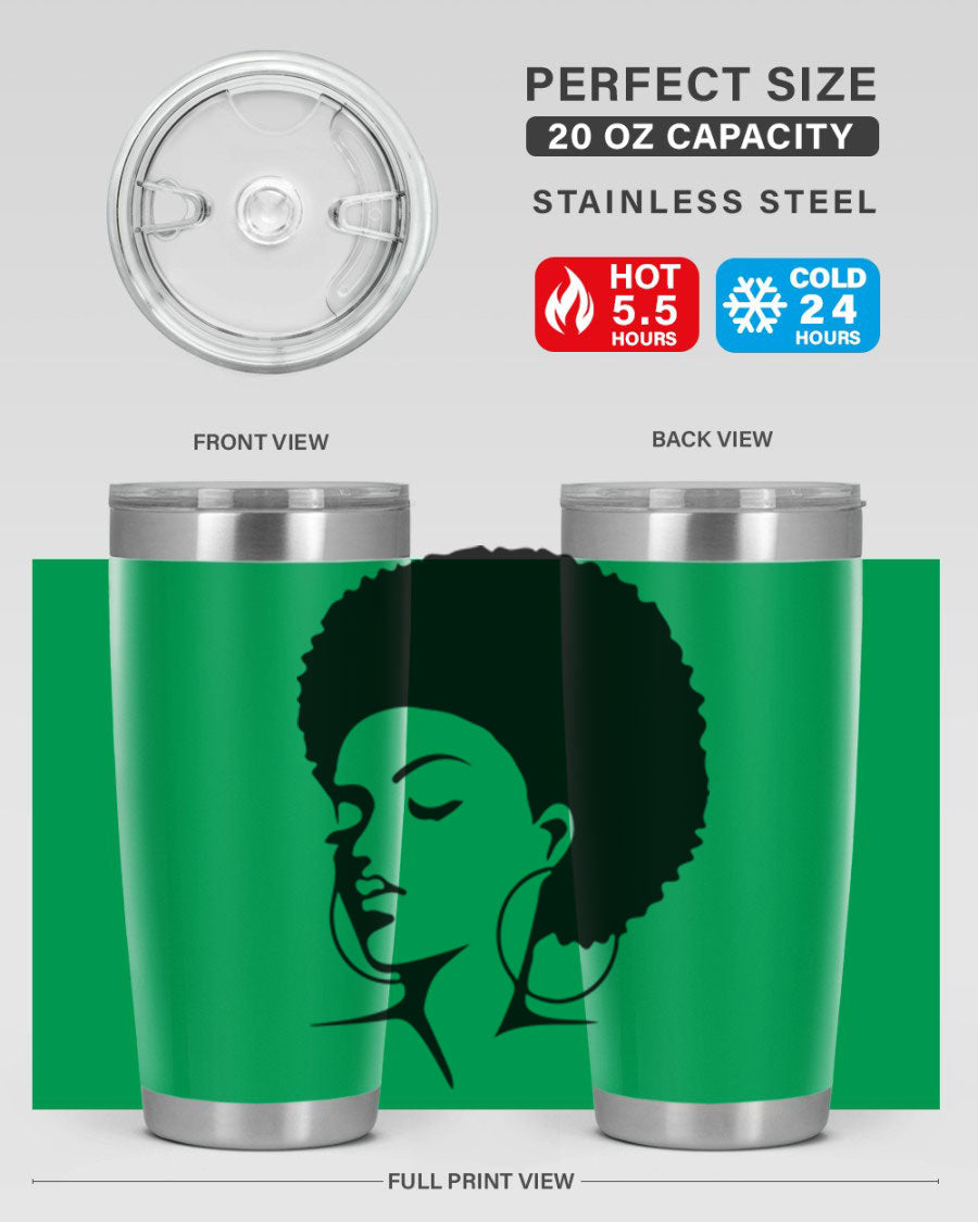 Black Women - Queen 87# Tumbler showcasing a stylish design with double wall vacuum stainless steel and vibrant print.